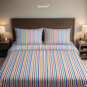 100% COTTON DOUBLE-SIZE BEDSHEET - MAGICAL STRIPE