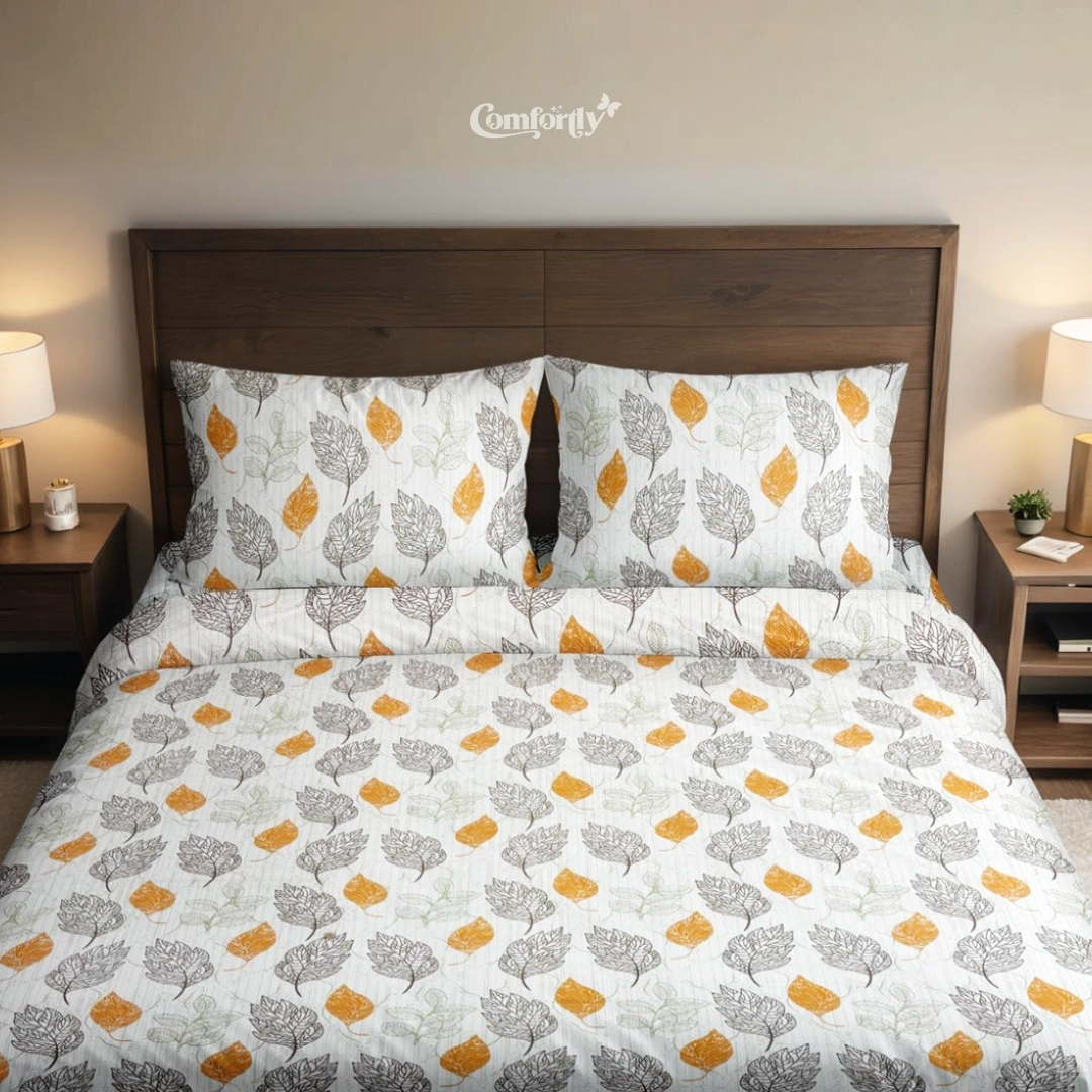 100% COTTON DOUBLE SIZE BEDSHEET - AUTUMN WHISPERS