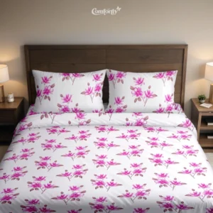 100% COTTON DOUBLE SIZE BEDSHEET - FLOURISH MAGENTA
