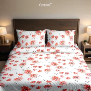 100% COTTON DOUBLE SIZE BEDSHEET - SCARLET GARDEN