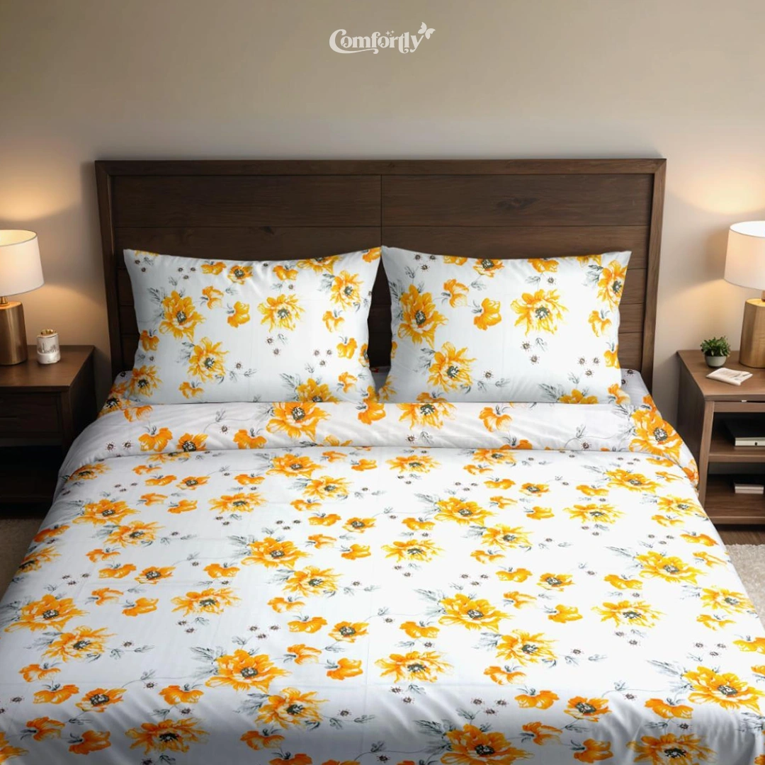 100% COTTON DOUBLE SIZE BEDSHEET - GOLDEN MEADOW
