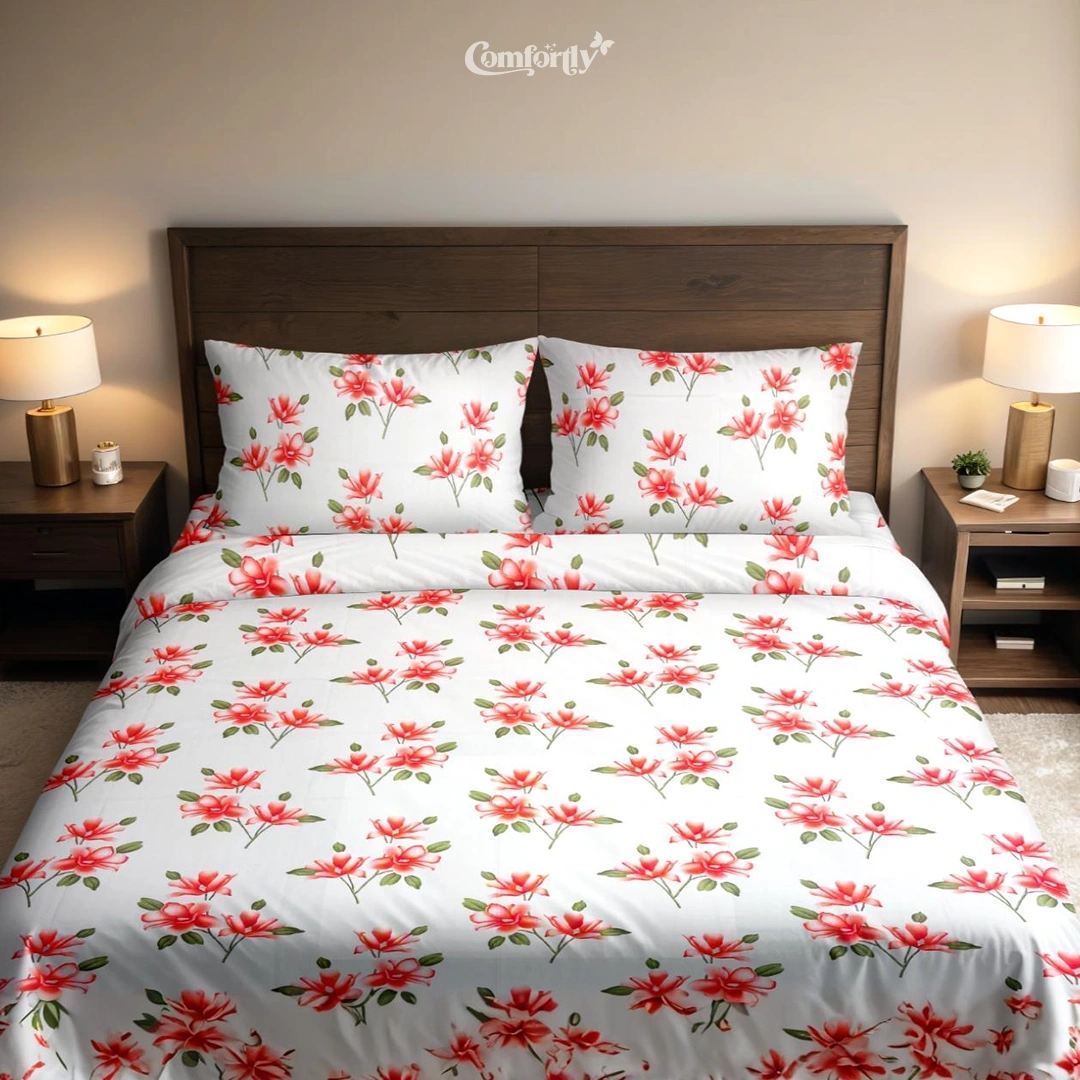 100% COTTON DOUBLE SIZE BEDSHEET - FLOURISH ROSEATE