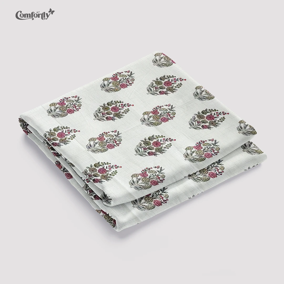 100% COTTON SINGLE SIZE BEDSHEET - BLUSH CALM