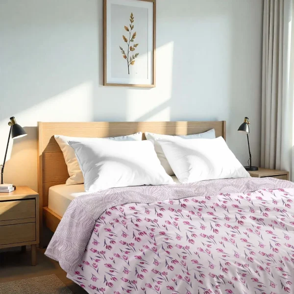 Double Bed Malmal Reversible Dohars – Pink Serenity soft cotton lightweight breathable blanket for all seasons
