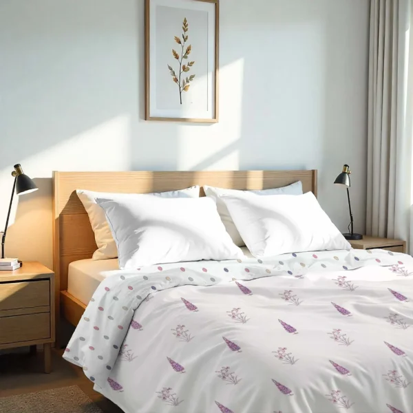 Double Bed Malmal Reversible Dohars – Lavender Whisper soft cotton lightweight breathable reversible blanket for all season comfort