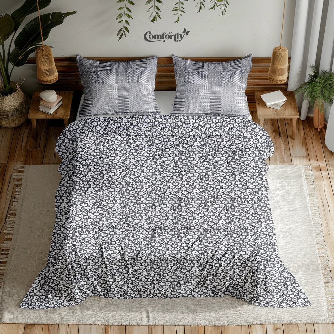 100% COTTON DOUBLE SIZE BEDSHEET – DAISY MIDNIGHT