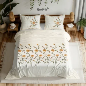 CRAFT HERITAGE PREMIUM 400 TC 100% COTTON EMBROIDERY KING SIZE BEDSHEET – MARIGOLD CHARM
