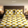 100% Cotton Double Size Bedsheet – Sunburst Square with vibrant geometric print and soft breathable fabric for modern bedrooms