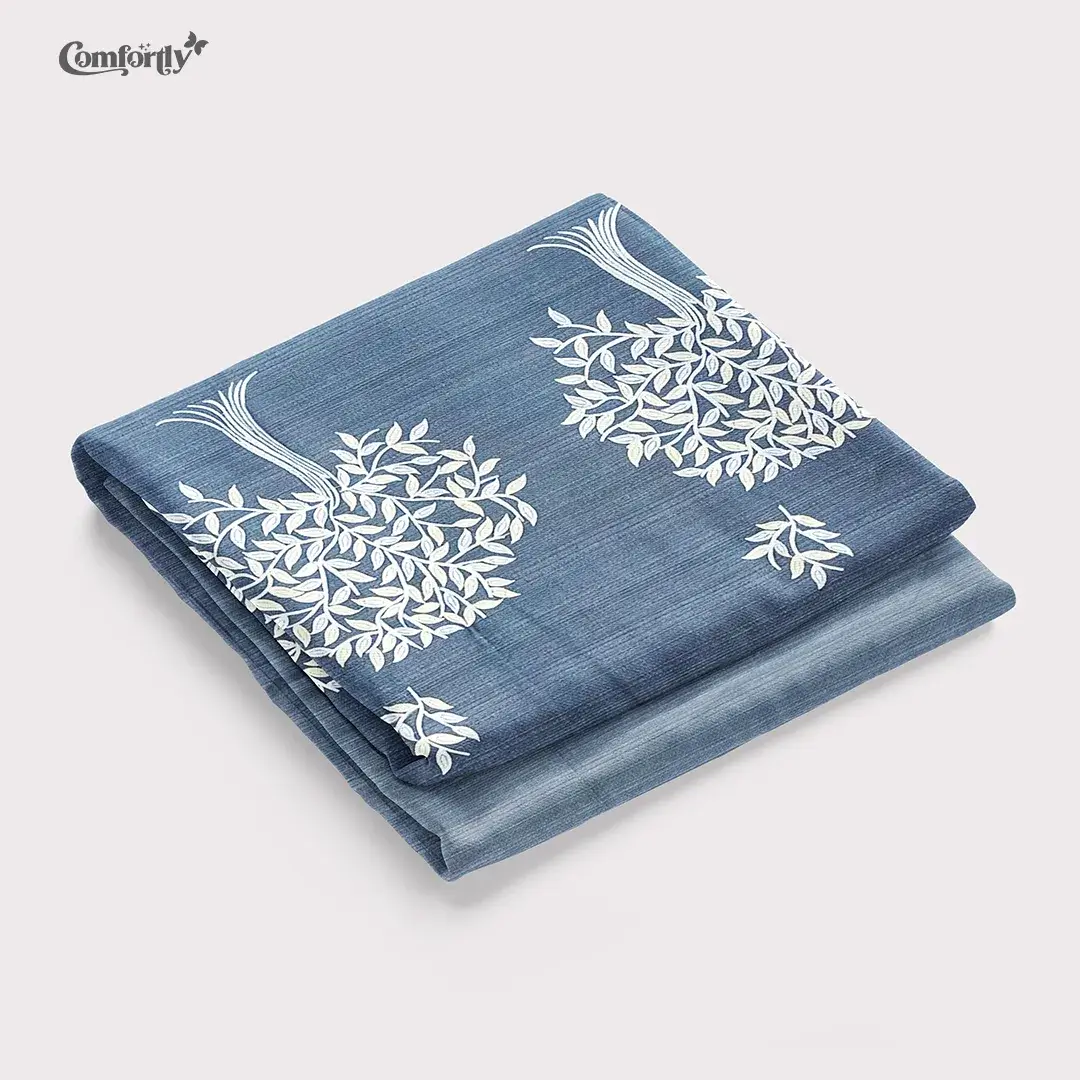 CRAFT HERITAGE PREMIUM 250 TC 100% COTTON EMBROIDERY DOUBLE SIZE BEDSHEET – INDIGO CANOPY