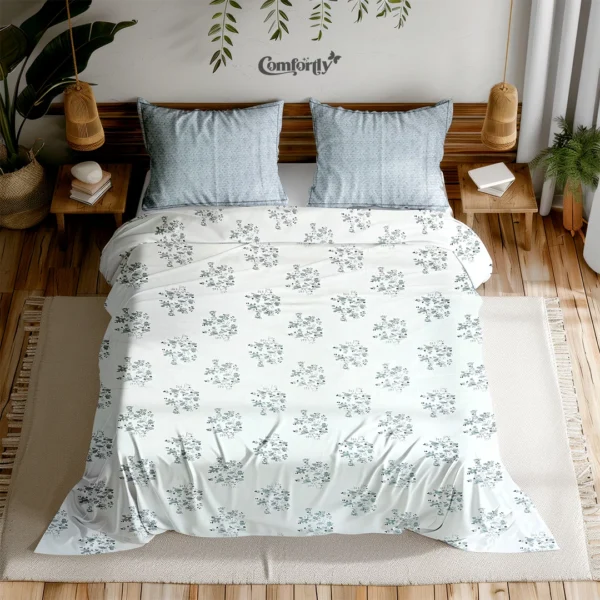 Arctic Bloom Double Size Bedsheet