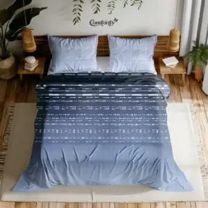 PREMIUM 300 TC 100% COTTON KING SIZE BEDSHEET – STRATA STRIPE  INDIGO