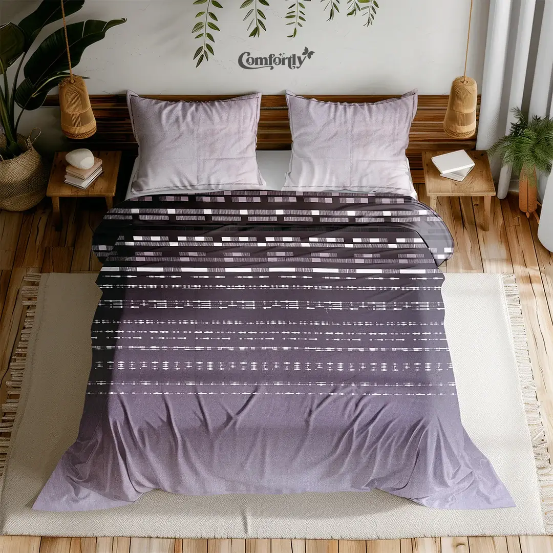 PREMIUM 300 TC 100% COTTON KING SIZE BEDSHEET – STRATA STRIPE PLUM