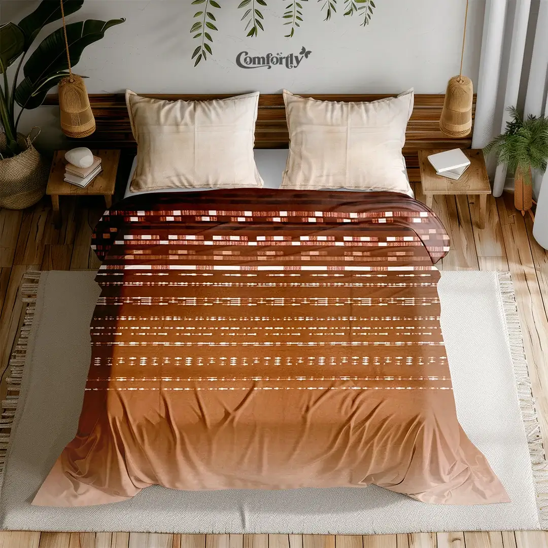 PREMIUM 300 TC 100% COTTON KING SIZE BEDSHEET – STRATA STRIPE SUNSET