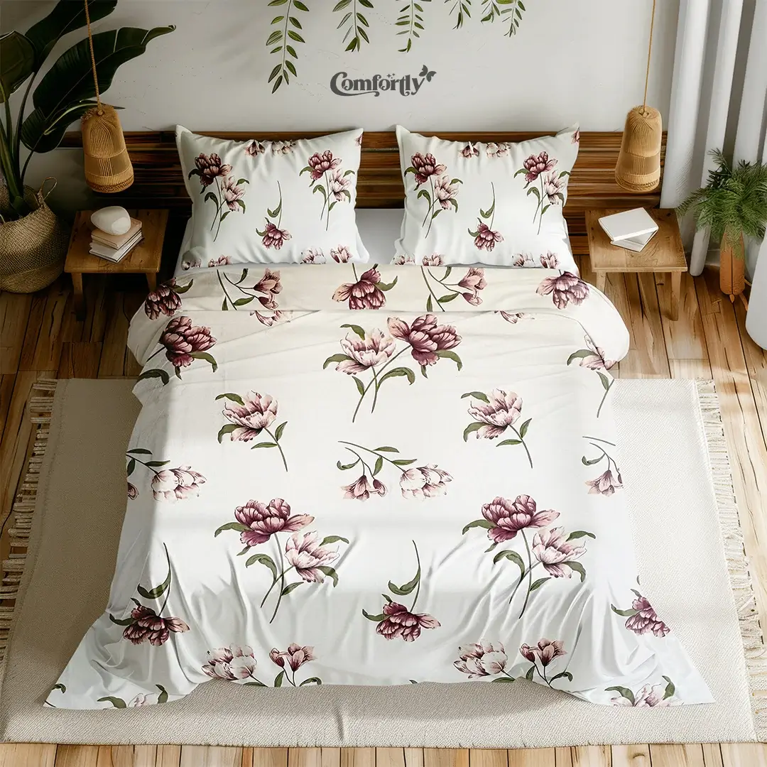 100% COTTON DOUBLE SIZE BEDSHEET – ROSE ESSENCE