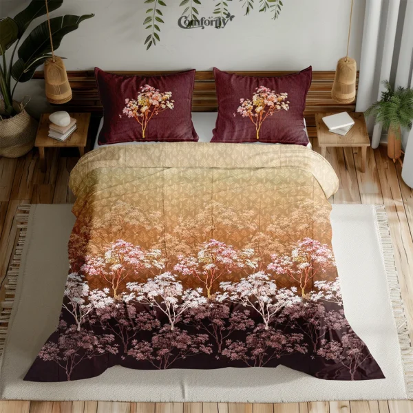 Sunset Forest Cotton Bedsheet