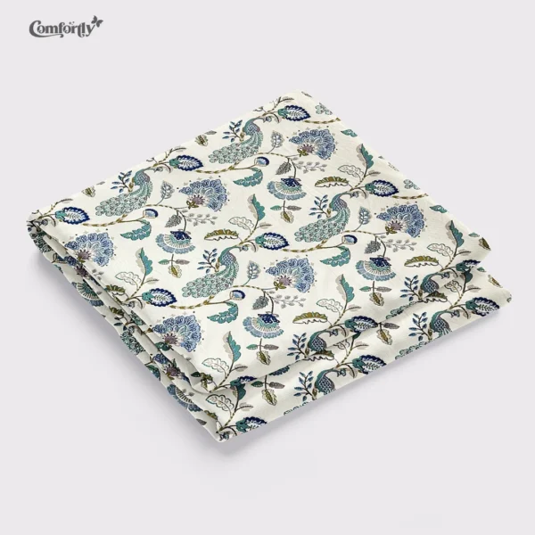 Peacock Gardenia 100% Cotton Fitted Bedsheet