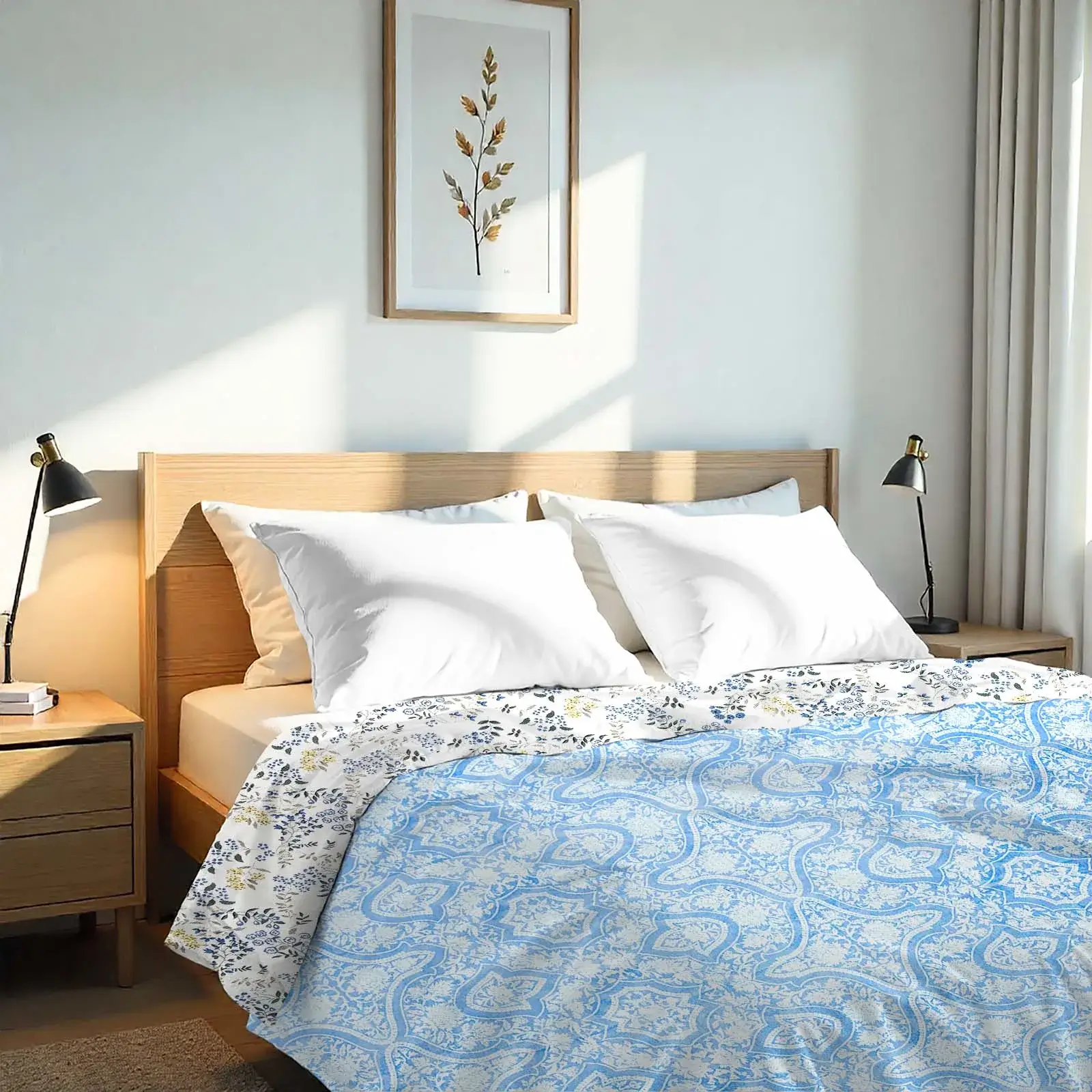 DOUBLE BED MALMAL 100% COTTON REVERSIBLE DOHAR – WILDFLOWER WHISPER