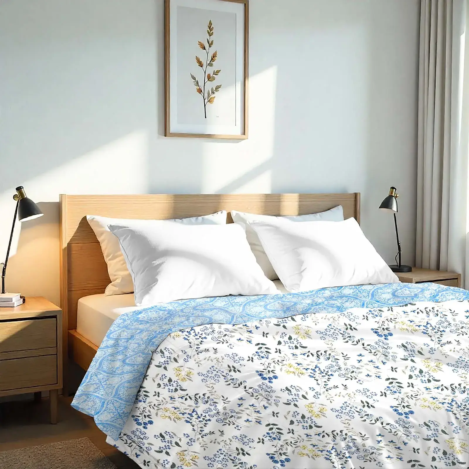 DOUBLE BED MALMAL 100% COTTON REVERSIBLE DOHAR – WILDFLOWER WHISPER