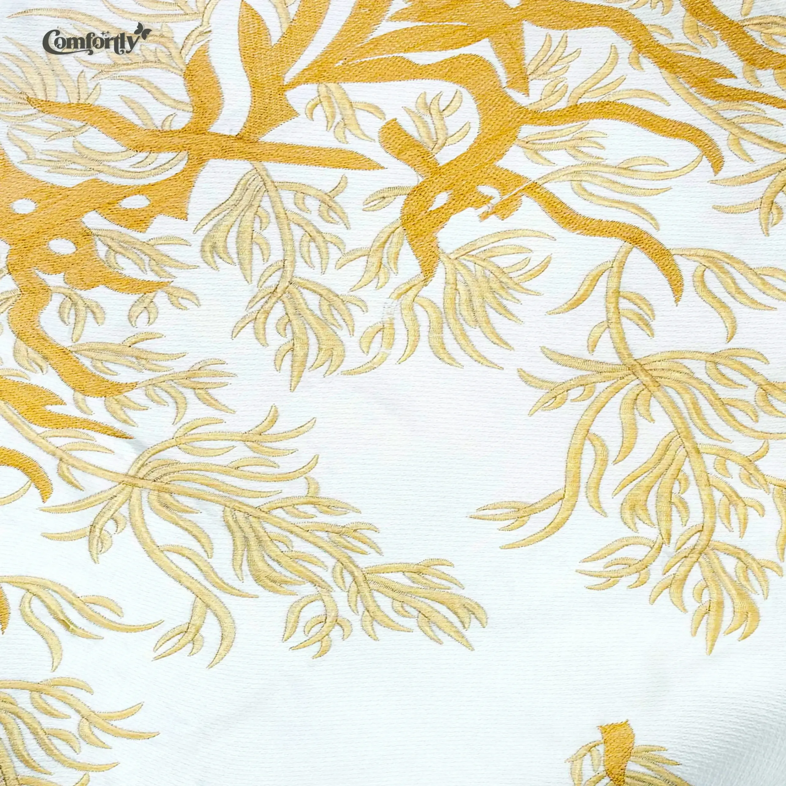 Golden Calm Premium Embroidered Bedsheet