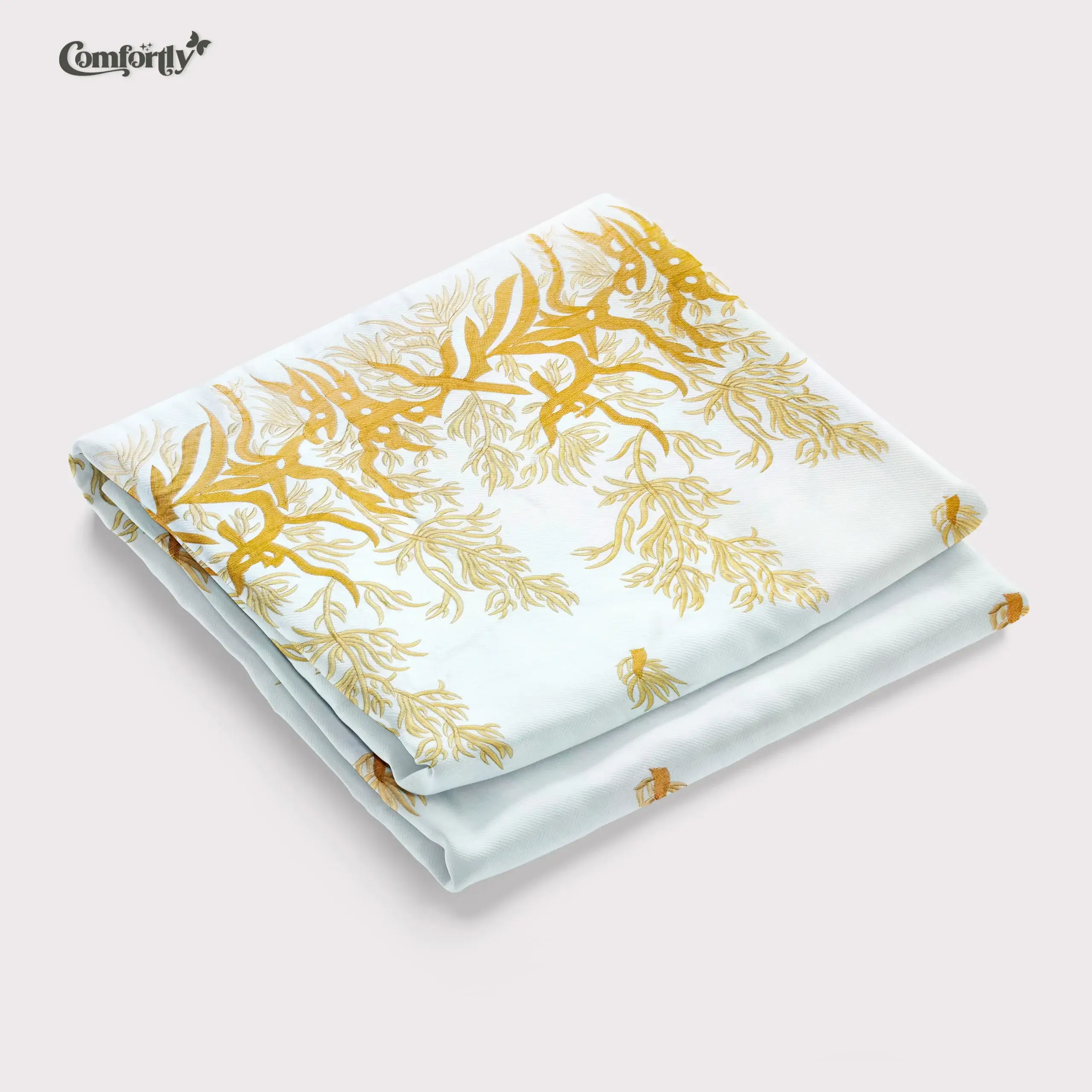 Golden Calm Premium Embroidered Bedsheet