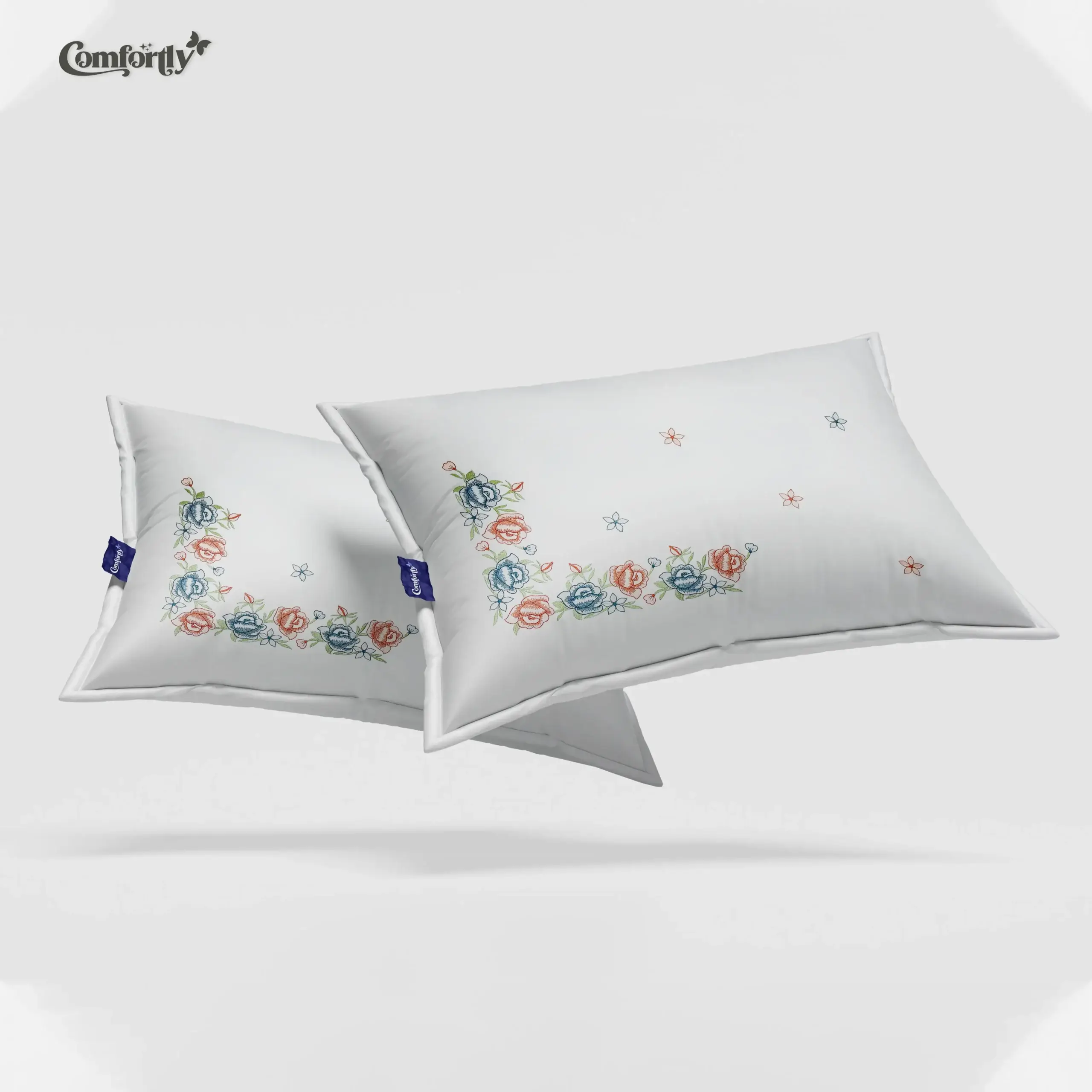 Embroidery Petals in White Bedsheet