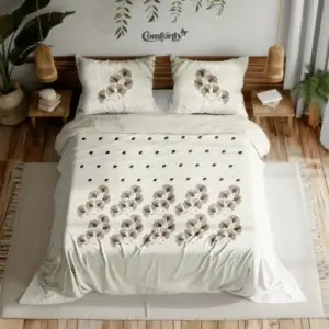 Flora Luxe Ivory Embroidered Cotton Bedsheet