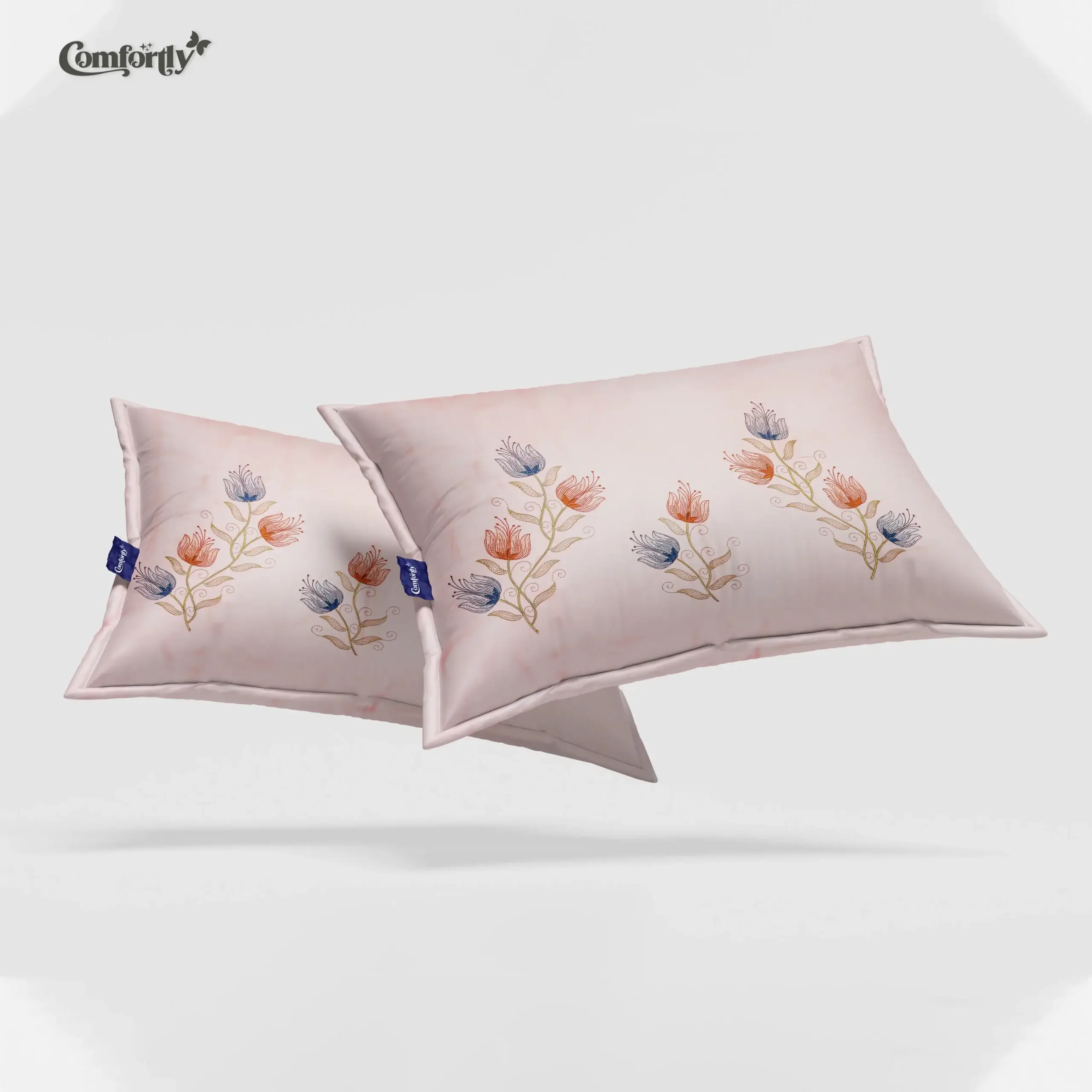 Peach Bloom Embroidered Cotton Bedsheet