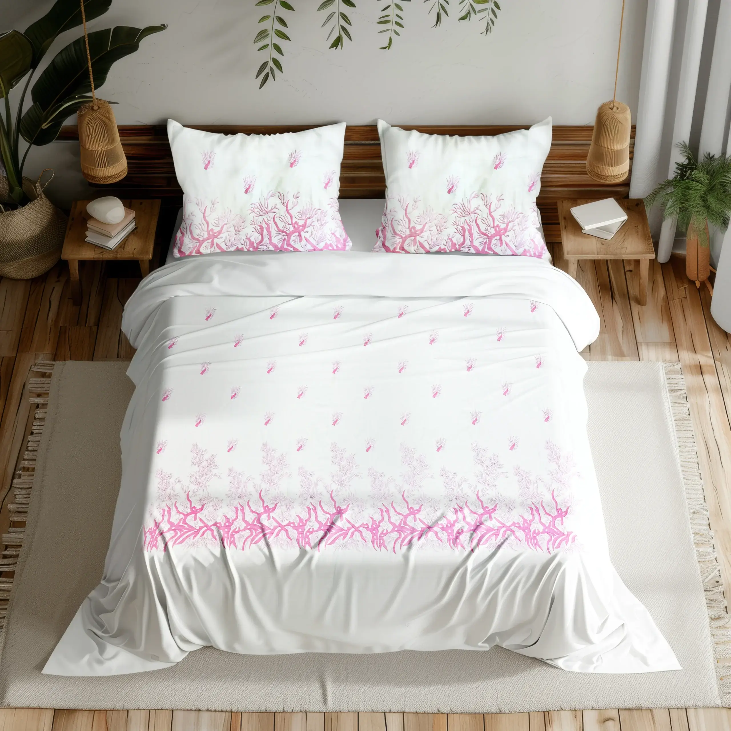 Blush Calm Premium Embroidery Bedsheet