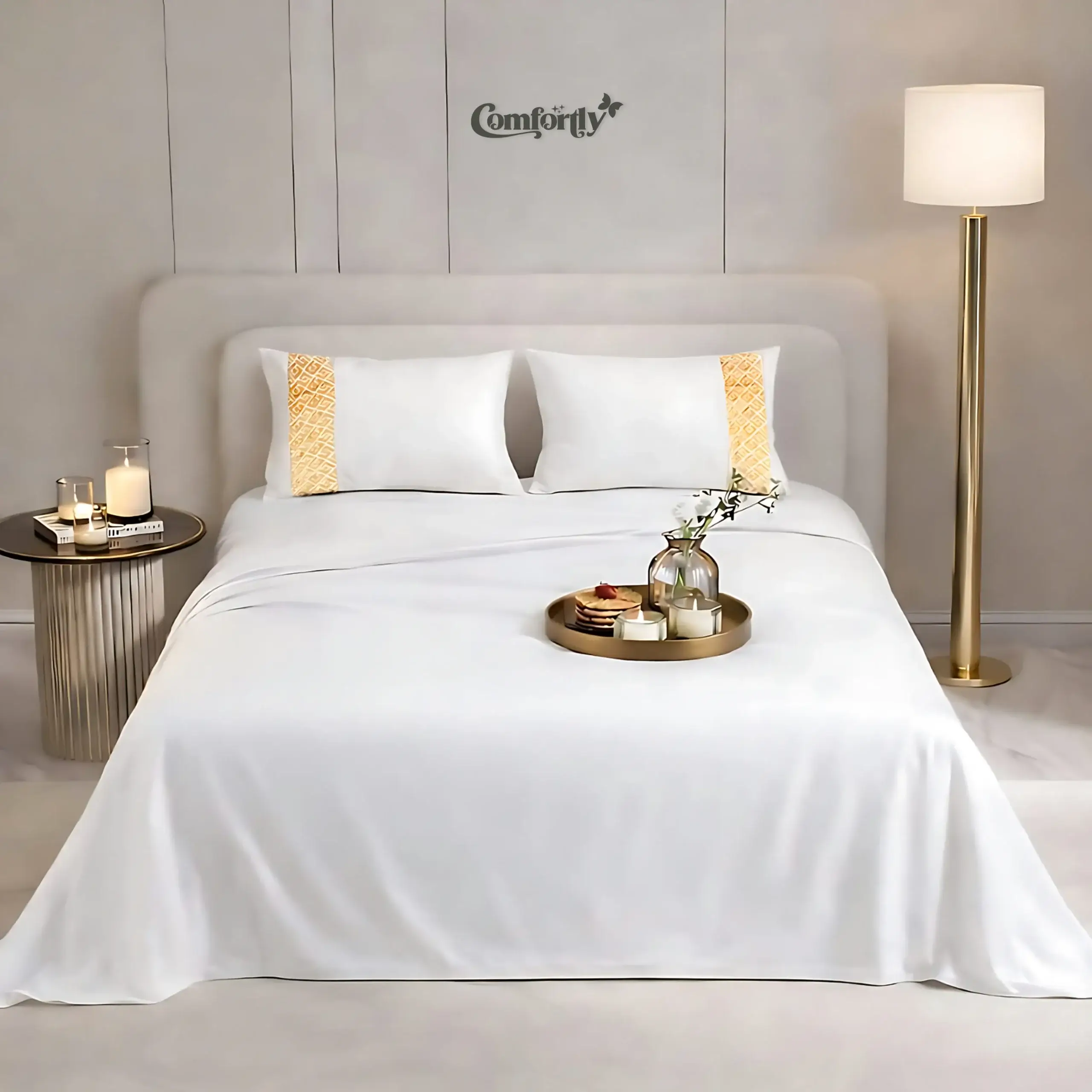 SATIN REGENT 300 TC SATIN KING SIZE BEDSHEET – SOFT WHITE