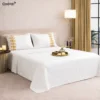 soft white satin ornate king size bedsheet