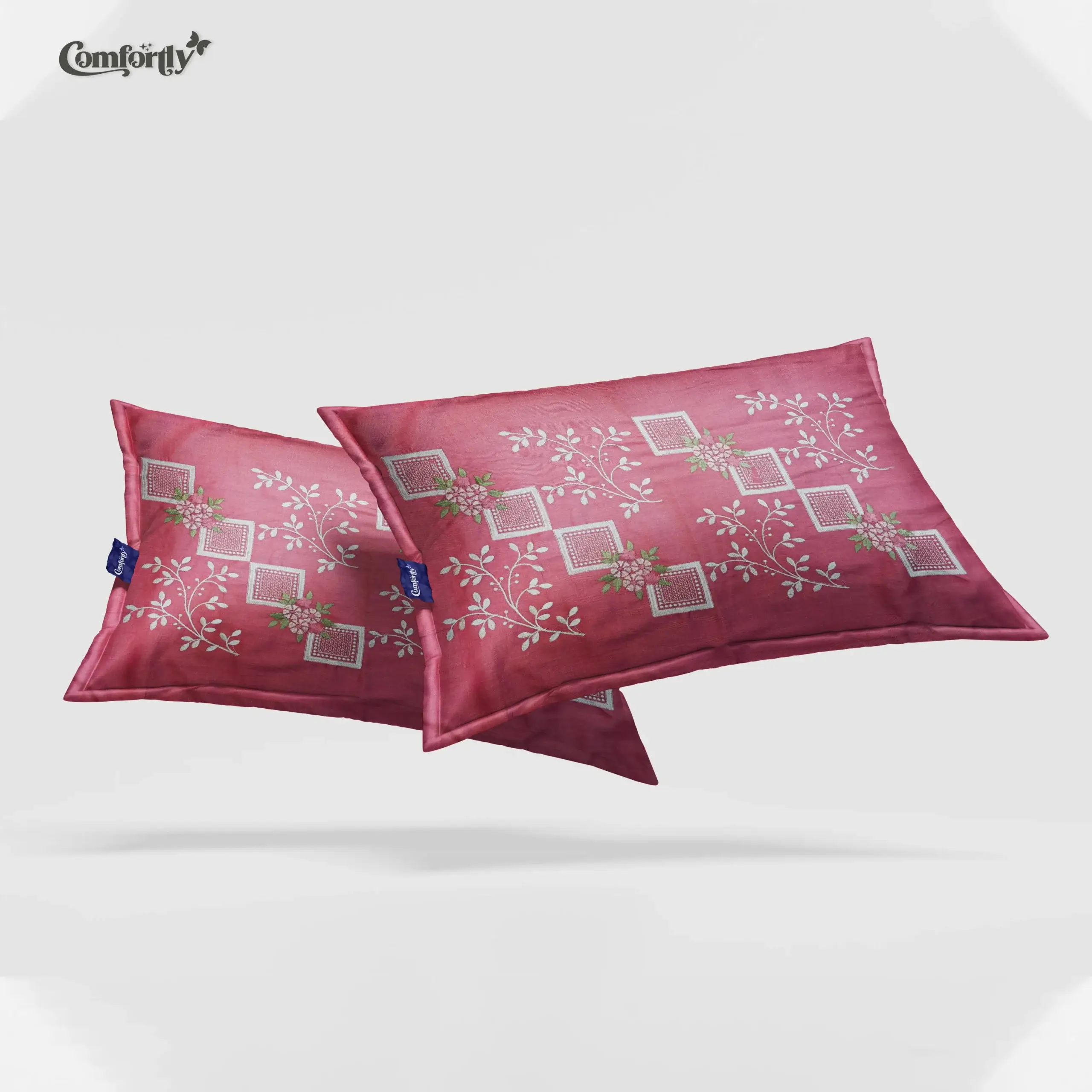 CRAFT HERITAGE PREMIUM 400 TC 100% COTTON EMBROIDERY KING SIZE BEDSHEET – ROSE GRADIENT BLISS