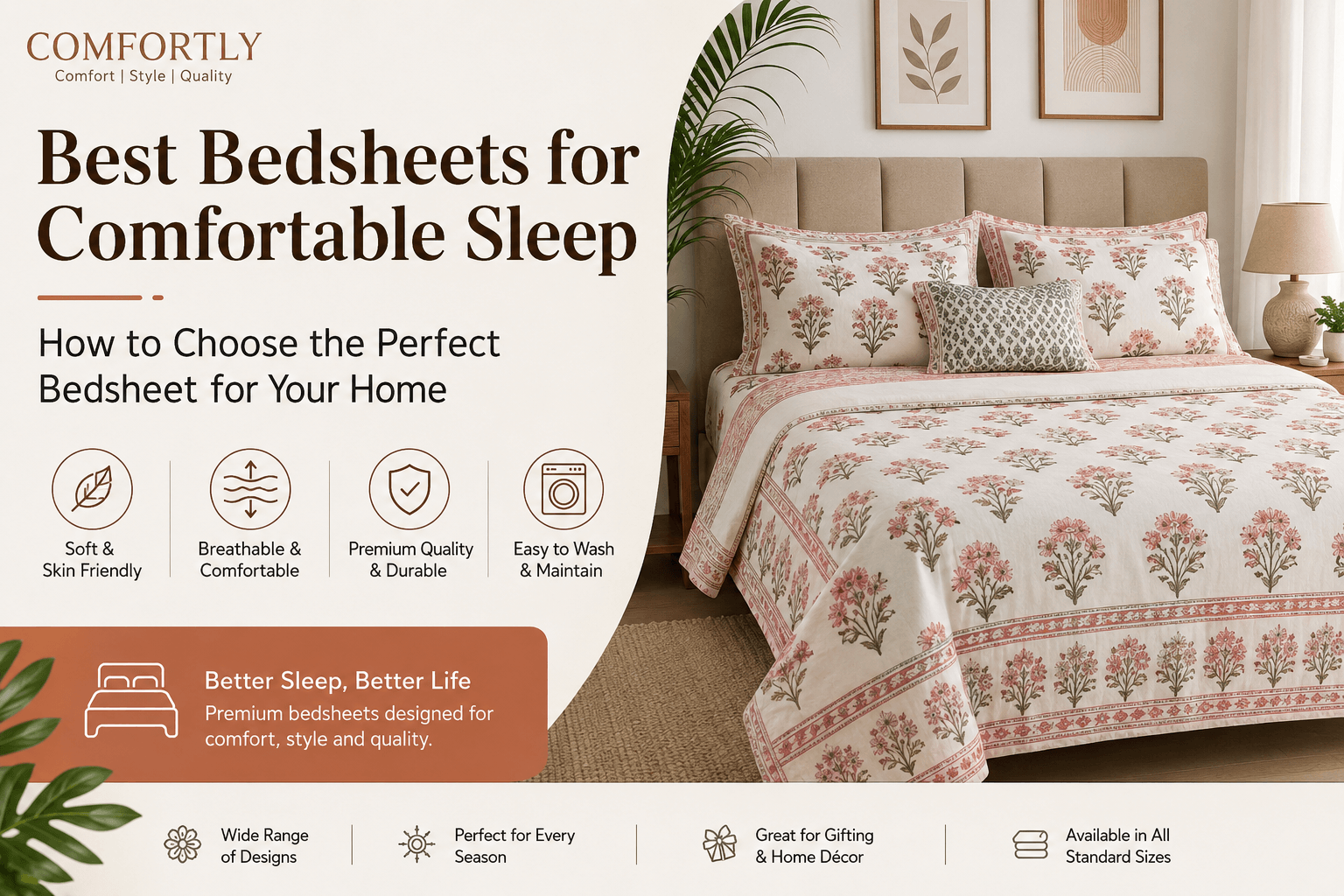 PREMIUM 400 TC 100% COTTON KING SIZE BEDSHEET – MIDNIGHT FOREST