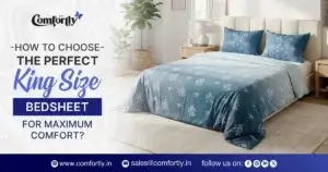 Elegant king size bed with soft cotton bedsheet and matching pillow covers